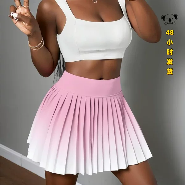 F 88654 Two-Tone Pocket Tennis Skirt Sports Short Skirt
