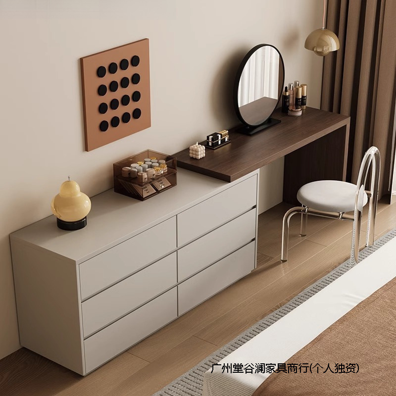 Italian Minimalist Dressing Table Storage Cabinet Integrated Bedroom Light Luxury High-End Small Dressing Table Bedside Storage Cabinet Cupboard