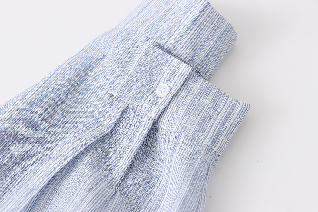 French Texture Stripe Collision Shirt Leg Shorts Two Piece