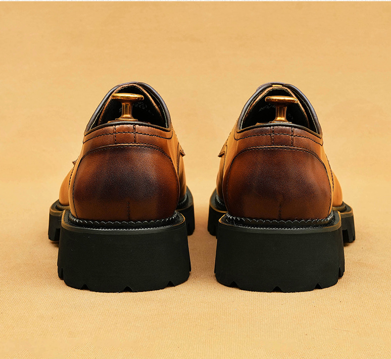 Formal business casual leather men's three-point leather shoes with thick soles_vogvips.com
