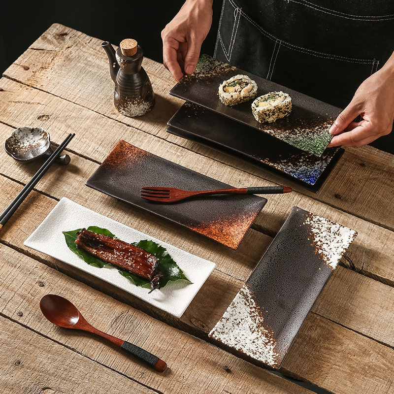 Cross-border Japanese dinner plate commercial cuisine sashimi sushi roasted meat barbecue fan-shaped Teppanyaki plate roasted bird Japanese style plate