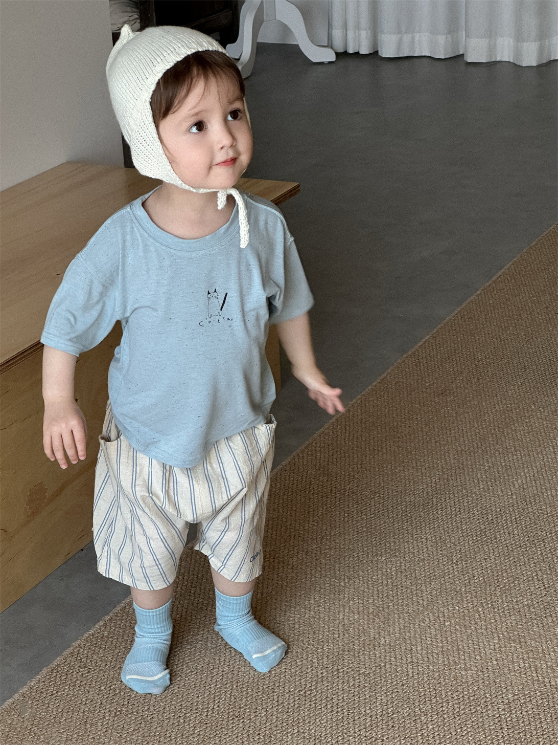 Children's Summer Clothes Thin Korean Style Kidsren's Clothing Baby Summer Clothes 2026 New Boys' Short-Sleeved T-Shirt Shorts Set