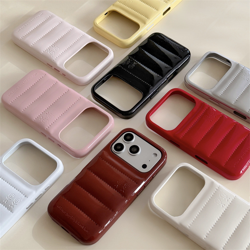 Solid Color Leather down Jacket Style Iphone14/13 Suitable for Apple 17/16/15Promax Phone Case Anti-Fall Cover Solid Color Leather down Jacket Style Iphone14/13 Suitable for Apple 17/16/15Promax Phone Case Anti-Fall Cover