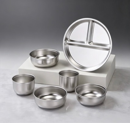 Amazon's Popular Stainless Steel Food Bowl Liner Silicone Suction Cup Bowl Accessories Tableware 304 Single Layer Bowl for Kidsren