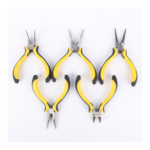 5-inch Handmade Pliers 5-Piece Set: Needle-Nose, Bent-Nose, and Diagonal-Nose Pliers with Wire Cutters—Versatile All-Purpose Hand Tool Kit