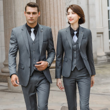 男女同款职业西装套装保险销售正装灰色修身西服4S店房地产工作服