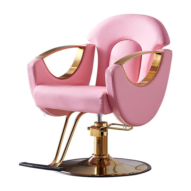 2023 nuevo salón de peluquería Silla de peluquero al por mayor de color rosa Silla de peluquería de lujo ligero Silla de peluquería Silla elevadora