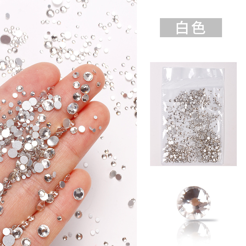 Joyería de uñas diamante plano transparente AB diamante DIY decorativo uñas rhinestone tamaño mezclado cristal diamante color 1440
