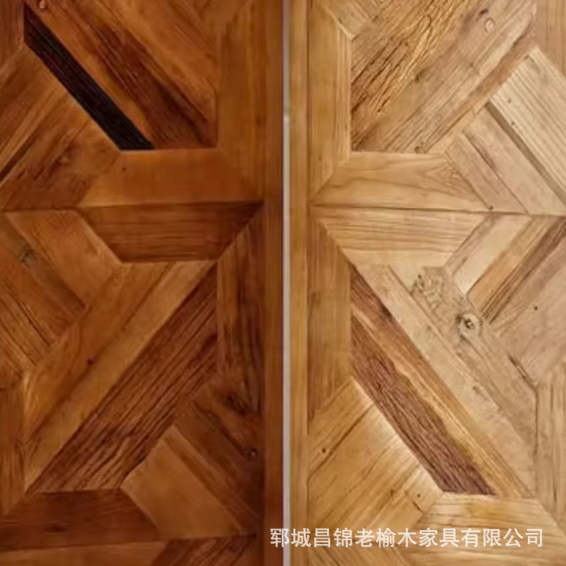 中古老榆木拼花屏风玄关隔断墙餐厅分隔屏风实木三扇折叠移动屏风|undefined