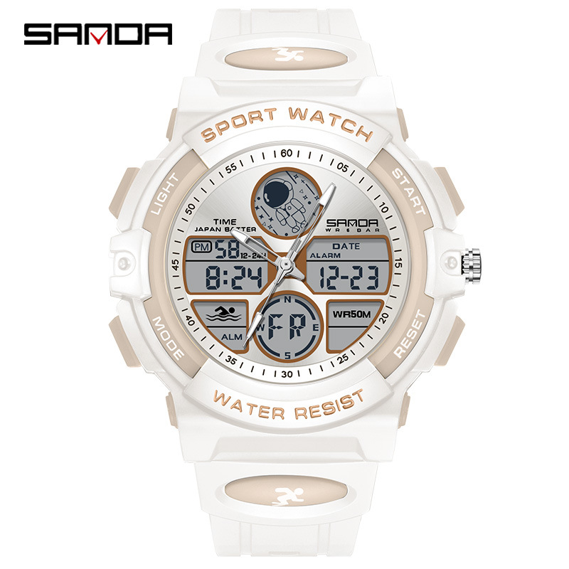 Sanda Spaceman reloj electrónico multifuncional hombres y mujeres Moda Panda patrón impermeable reloj de hombre