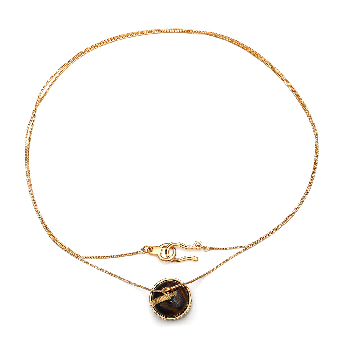 Transición fronteriza de moda europea y americana Mirad retro collar de piedra de ojo de tigre simple ligero lujo de alto nivel cadena de suéter largo otoño invierno