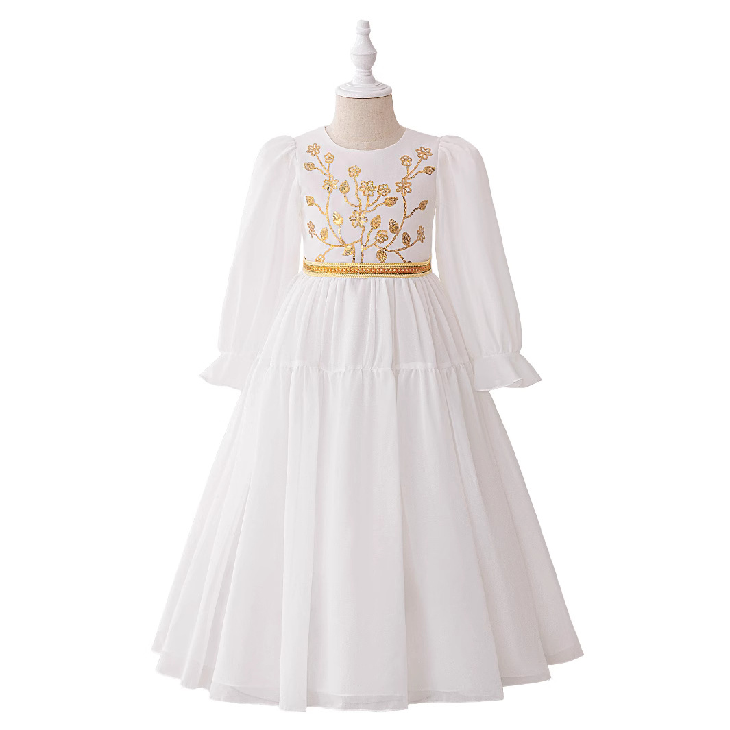 Vestido de princesa bordado para niñas, traje formal para comercio exterior transfronterizo, vestido de fiesta para niñas, vestido de bautizo para el primer cumpleaños del bebé
