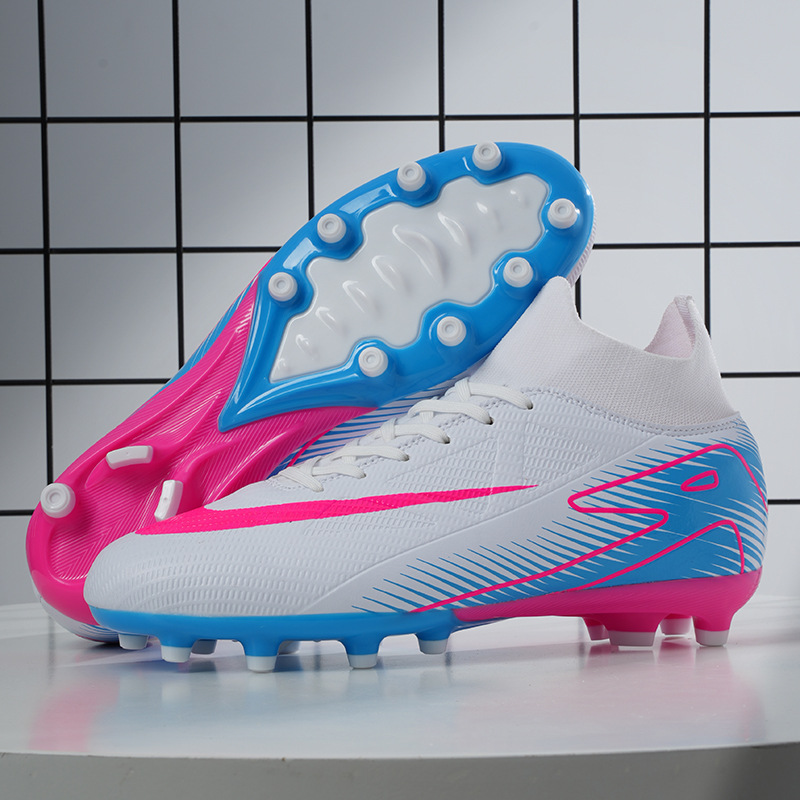 2025 nuevos zapatos de fútbol transfronterizos para hombres y mujeres AG clavos largos zapatos de entrenamiento antideslizantes juveniles de moda estudiantil