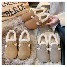 大码女鞋41到43宽胖脚复古加绒勃肯鞋女冬季保暖加厚软底棉鞋42