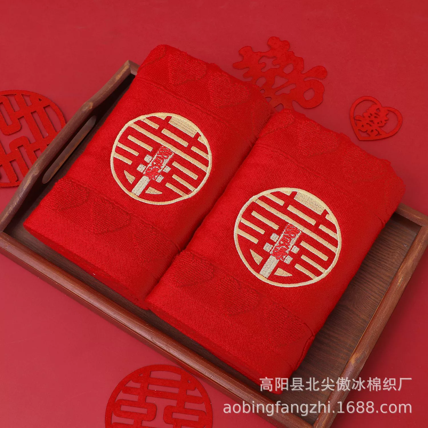 Burgundy cotton towel, gift box, increased thickness