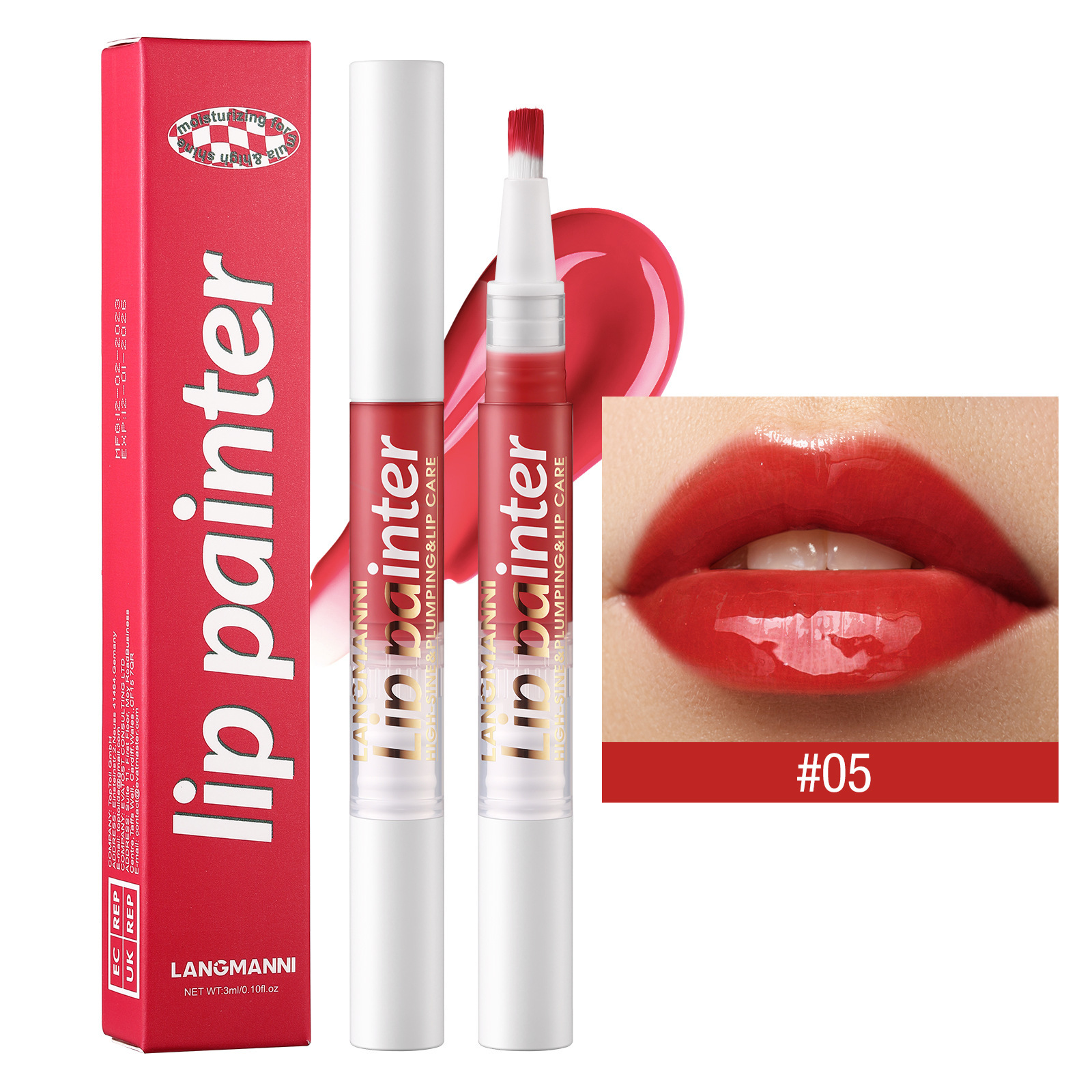 LANGMANNI nuevo brillo de labios giratorio perlado fácil de colorear brocha suave brillo de labios flash