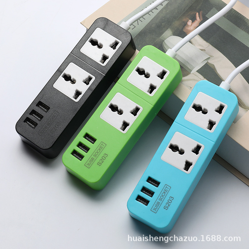 203#迪拜 英规   台湾二扁插 菲律宾 吸卡包装 6孔3USB