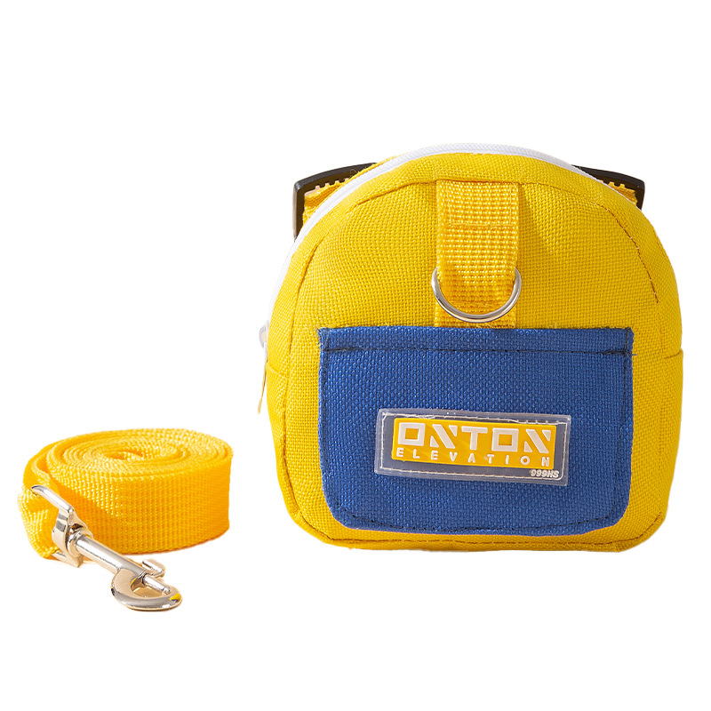 Mochila tridimensional de color en contraste, cuerda de tracción en forma de I para mascotas multifunción para perros, cuerda de paseador anti-liberación ajustable para gatos