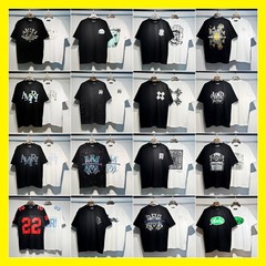 【260g】25am 新スタイル 流れ絵 落書き文字 星空 クラシック ロゴ プリント 半袖 カップル Tシャツ iri