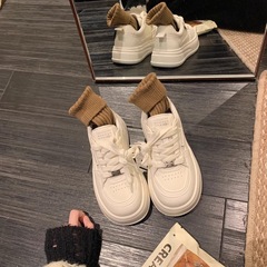 葡萄媽studiolee減齡圓頭百搭系帶厚底增高運動板鞋休閒小白鞋女