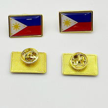 批发方形菲律宾国旗胸针金属徽章各国胸章服饰合金旗帜蝴蝶扣跨境