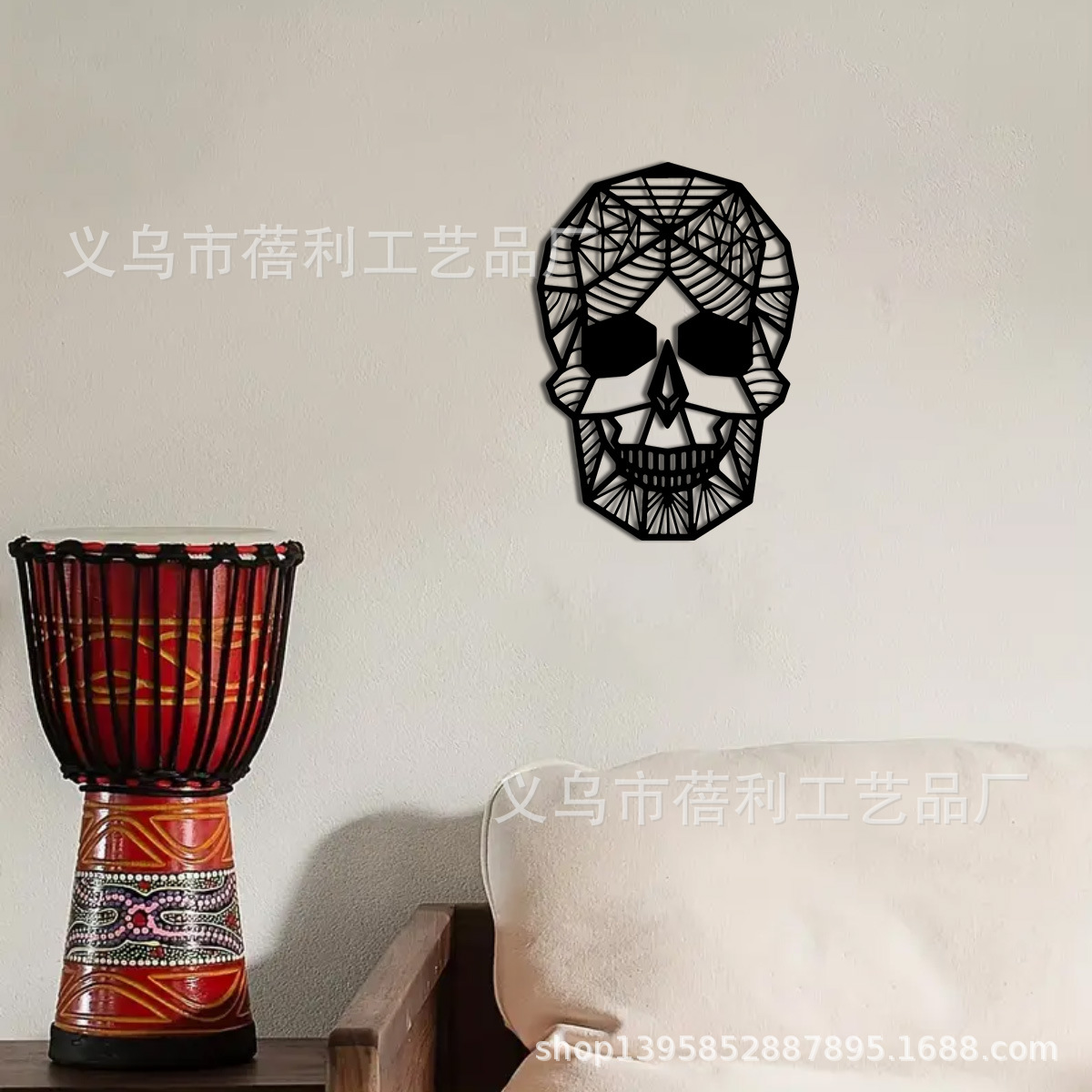 Arte de decoración de pared de Halloween con calavera gótica de estilo explosivo transfronterizo, colgante de pared de decoración del hogar, corte por láser