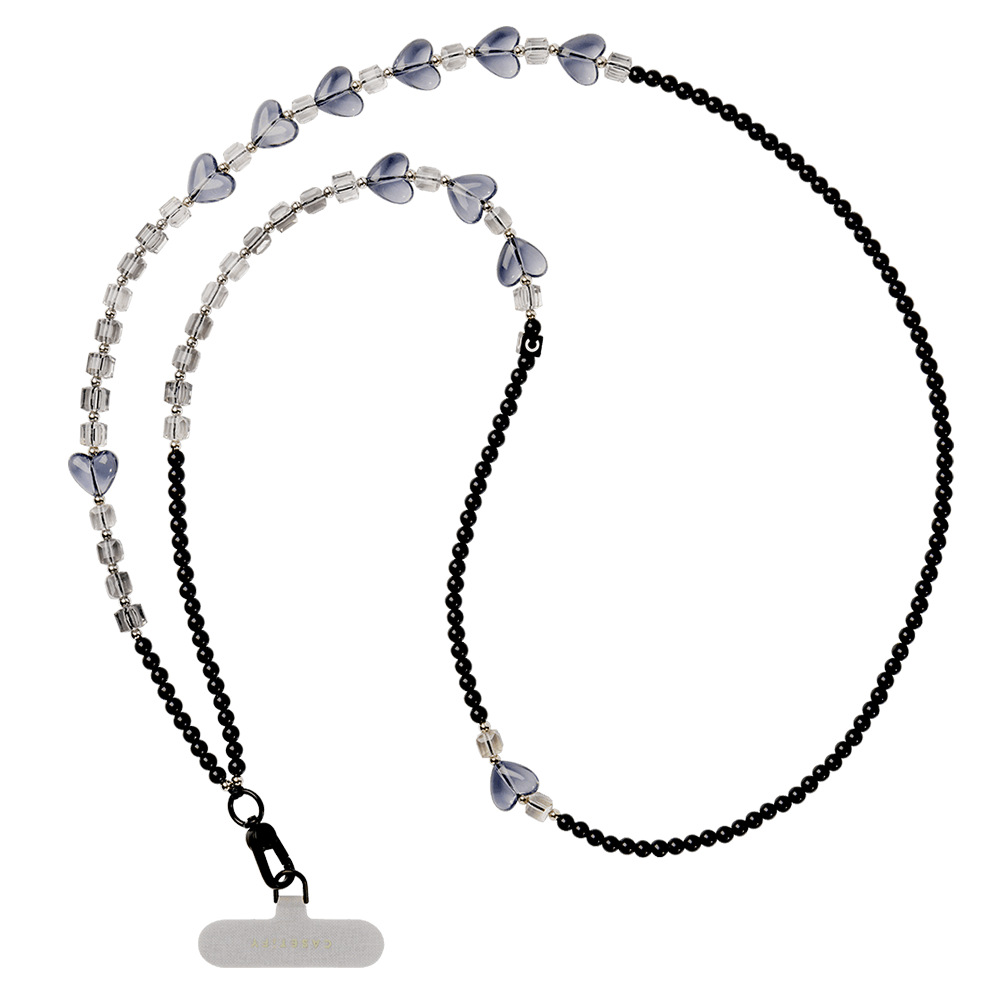 쿨 블랙 하트 비즈 크로스바디 랜야드 [스페이서 제외]
