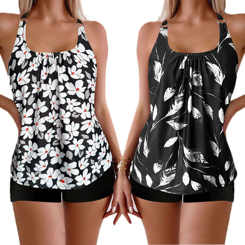 2025 Foreign Trade Aliexpress European and American Split Plus Size Swimsuit Amazon Sexy Fat Woman Cross-Border Retro Floral Print