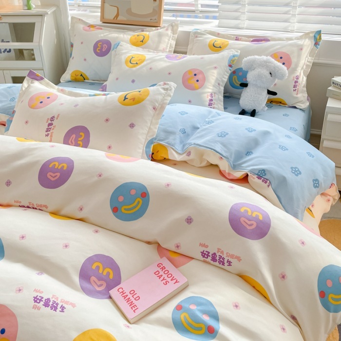小清新四件套床上用品家用水洗印花床单被套学生宿舍三件套|undefined
