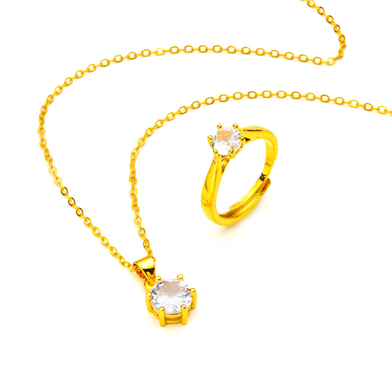 Vietnam arena oro blanco anillo de diamantes de cristal collar Vietnam arena oro blanco anillo collar venta al por mayor traje transfronterizo