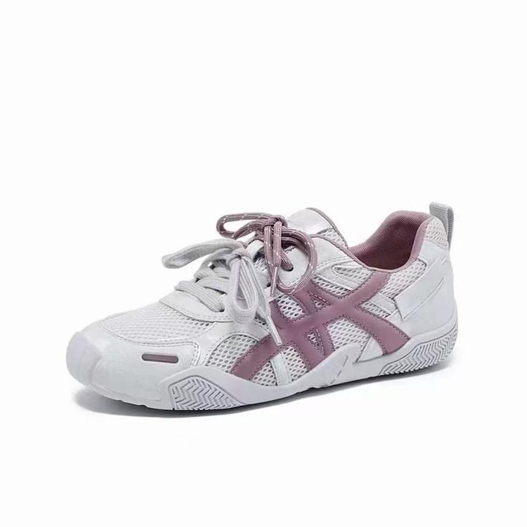 Zapatos de entrenamiento transpirables de malla 2026 nuevos zapatos de verano con lazos de color, zapatos deportivos casuales ligeros y gruesos