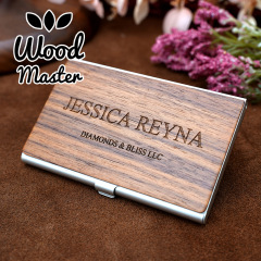 Black walnut solid wood business card box collection card holder with engraving promotional gifts brand gift engraving LOGO
