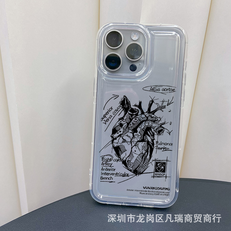 心脏适用苹果15手机壳iPhone14pro创意13/11promax透明16保护xs