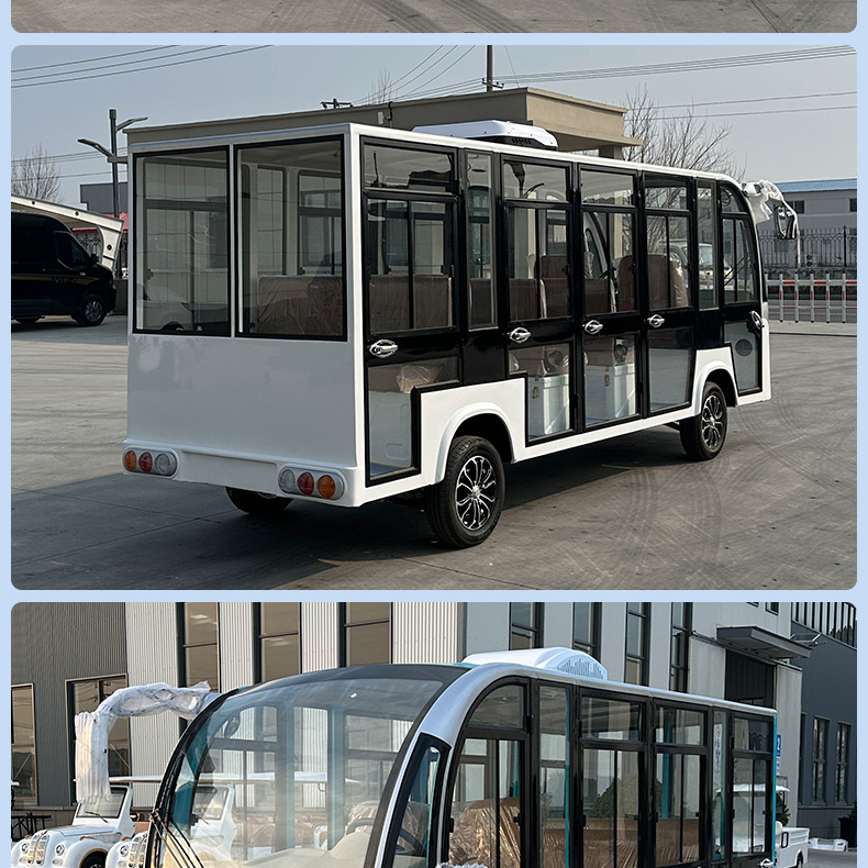 Ce Certified Tourist Shuttle Bus for Scenic Spots, Factory Tours, and Property Viewings, with Doors, 14-Seater Enclosed Electric Sightseeing Vehicle