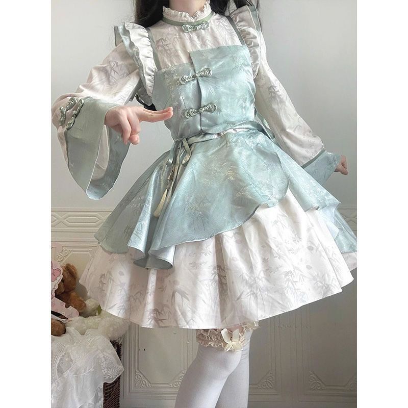 Lolita Design Chinese-Style Qipao Lolita Hanfu Op Dress in Stock for Girls, Knitted Fabric, 2026 New Model Lolita Design Chinese-Style Qipao Lolita Hanfu Op Dress in Stock for Girls, Knitted Fabric, 2026 New Model