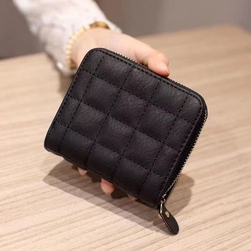 New wallet for women, Korean version, simple mini plaid wallet for high school students, retro short coin purse, card holder, multiple card slots
