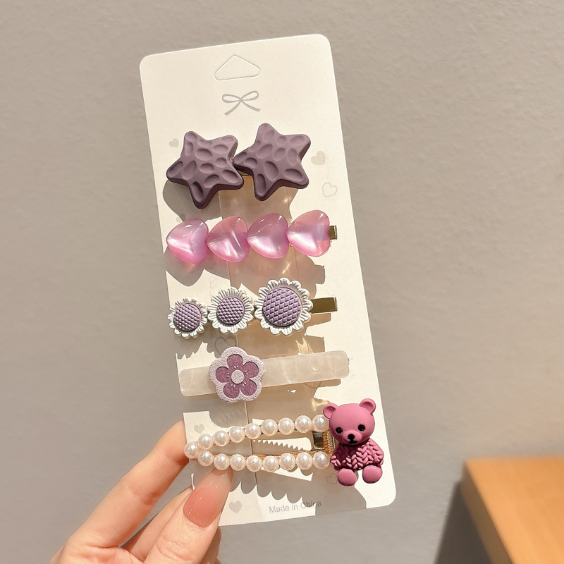 Pinza para el cabello para niños de dibujos animados coreanos, clip para flequillo en la frente femenina, horquilla rota lateral, horquilla de sentido avanzado, clip para bebé, tocado