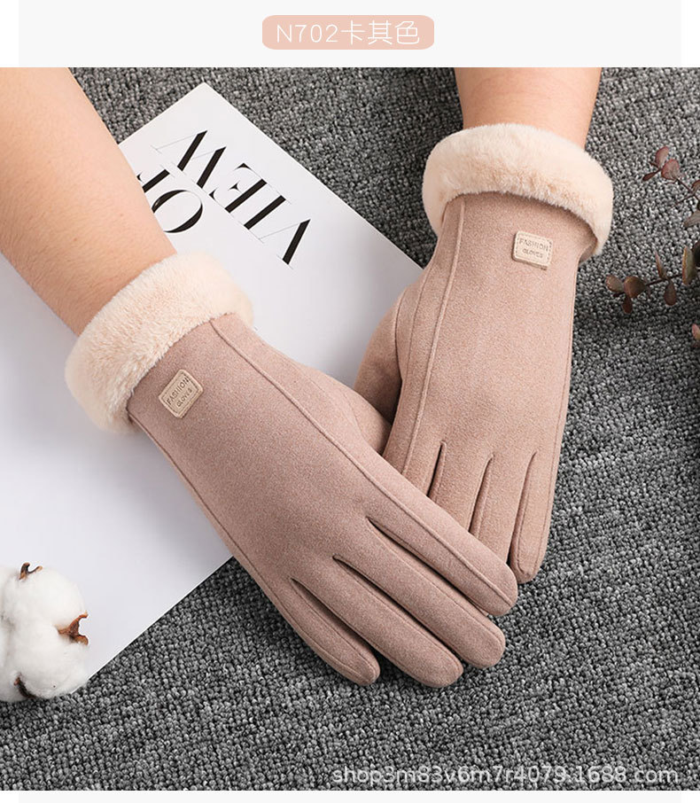 Guantes de gamuza de invierno de los hombres forrado de lana caliente a prueba de viento a prueba de frío antideslizante pareja guantes de pantalla táctil mujeres al por mayor