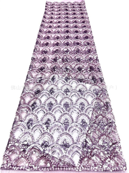 Fabricantes de escamas de pescado nueva tela de encaje de cuentas Gao Ding vestido de fiesta de baile de moda tela image 9