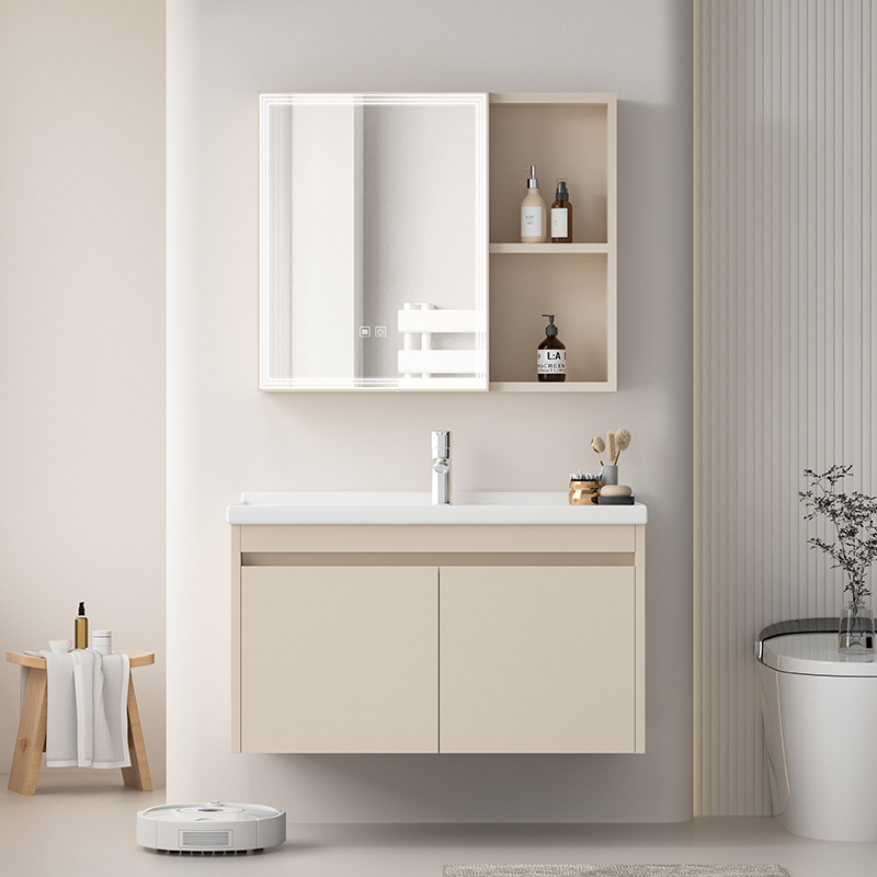 crema de aire abeja de aleación de aluminio de aluminio de cerámica gabinete de baño todo en uno lavabo de cerámica lavabo de lavado de manos lavabo de lavado de cara lavabo gabinete combinación de lavabo tipo pequeño