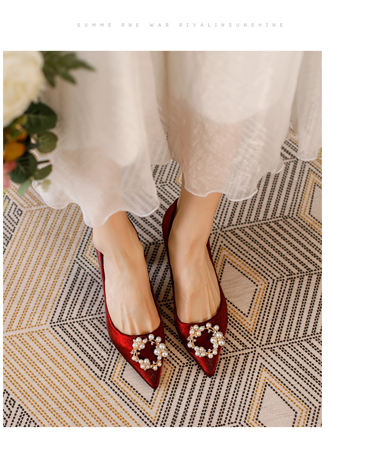 Four Seasons Xiuhe ropa zapatos de boda mujer 2022 nuevo estilo burdeos tacones altos no cansados zapatos de novia chinos de dos prendas
