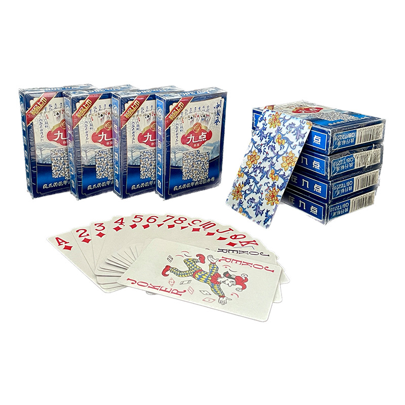 Nine o'clock blue and white porcelain poker cards leisure and entertainment mid-to-high-end thick paper cards card room tea house poker cards batch