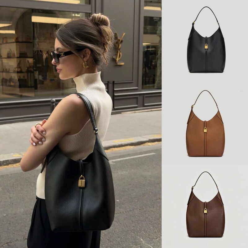 Demellier underarm bag, genuine leather, niche design, single-shoulder tote bag, suede, suitable for commuting, bucket bag style Demellier underarm bag, genuine leather, niche design, single-shoulder tote bag, suede, suitable for commuting, bucket bag style