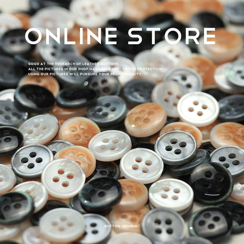 MOSN imitation Shell Pearl four-eye resin button thin edge long sleeve shirt button knitted cardigan black sleeve collar buckle