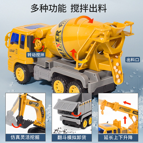 Kids Large Construction Truck Excavator Set, including Shovel, Push Excavator, Dump Truck, Crane, Boy Toy Car for Gift