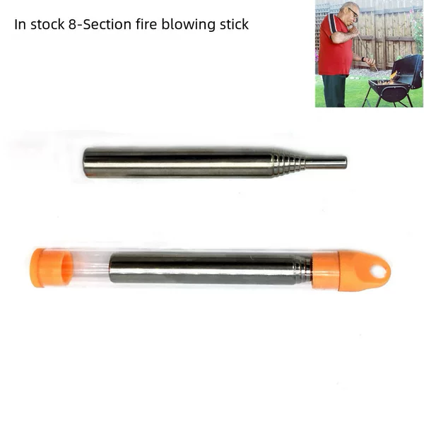Stainless steel blowing tube blowing fire barrel Pocket Bell camping fire tool retractable blowing Rod