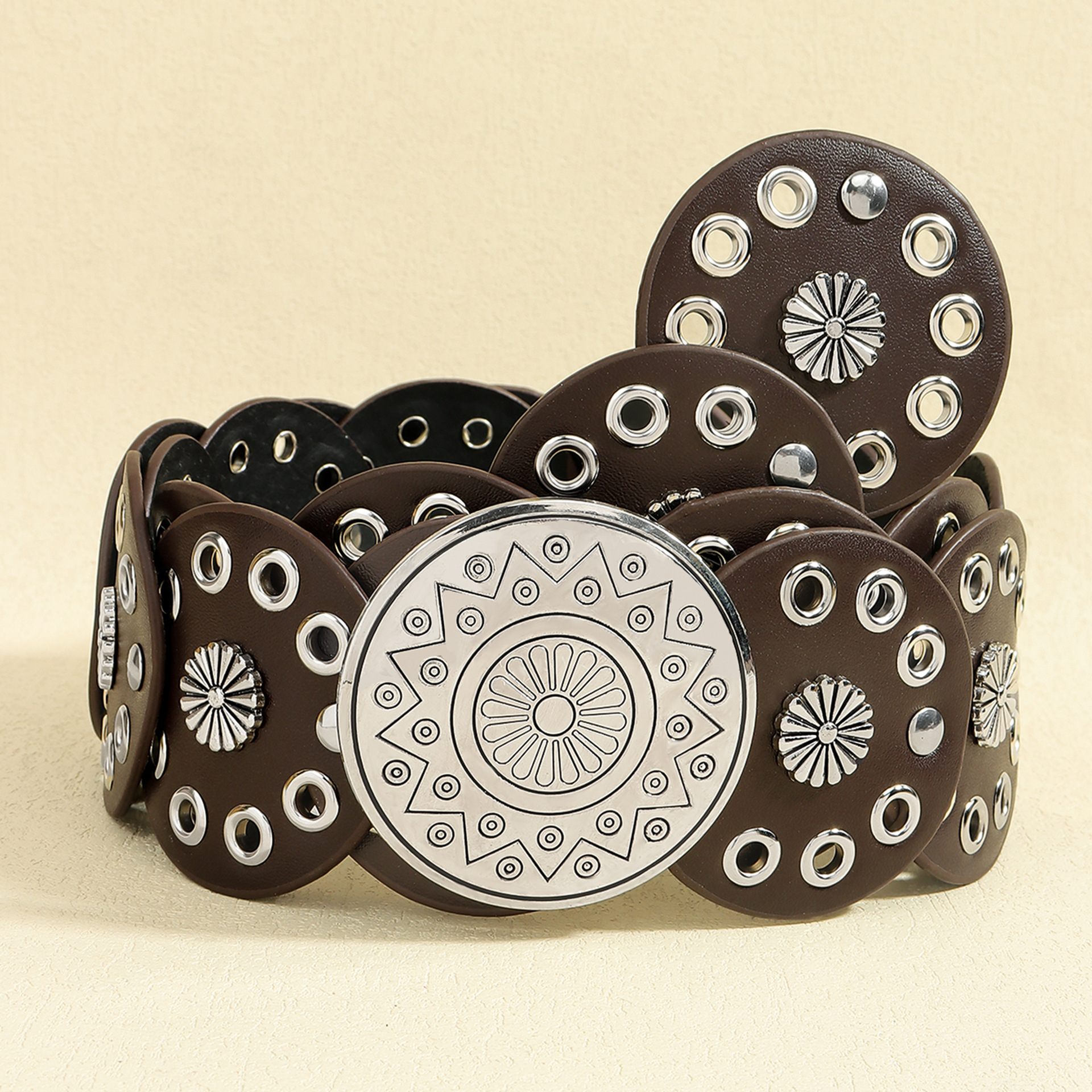 210g Weight Belt Classification 1 Piece Quantity Holiday, Banquet, Daily Occasion Pu Leather, Alloy Material Geometric Pattern Women's Gender Plating Design Retro, Vintage Style, Bohemian Style Retro Vintage Style Bohemian Geometric Pu Leather Alloy Plating Women's Leather Belts 9