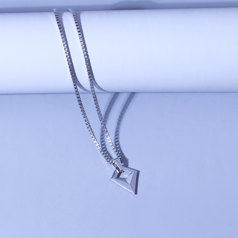 修2菱形三角锥形不锈钢项链