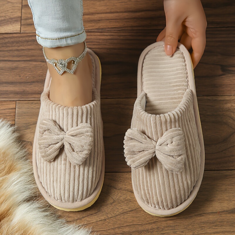 N 92990 Bow Knot Cotton Slippers