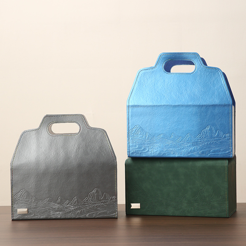 新年新款手提皮质空礼盒年货包装盒茶叶礼盒坚果盒团建伴手礼品盒